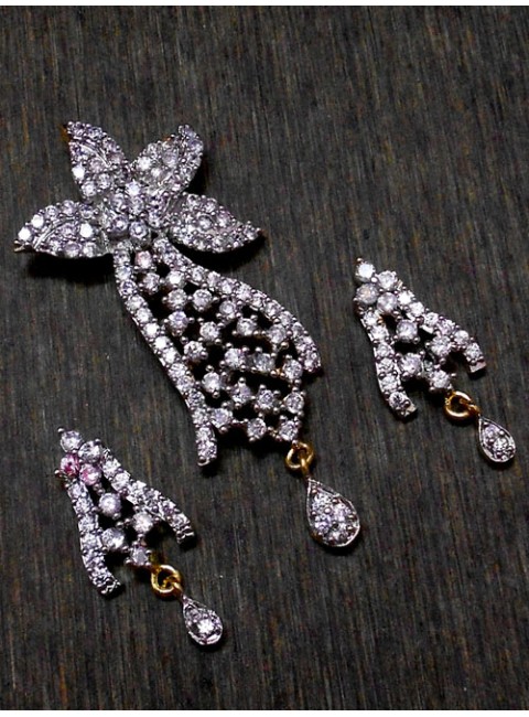 CZ Pendant With Earrings